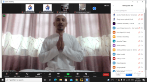 Mr. Gambhir Shrestha teaching meditation techniques for relaxation.