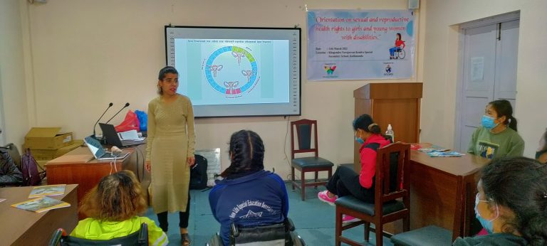 Facilitator Ms. Gargi Nepal providing session on Menstrual Hygiene.