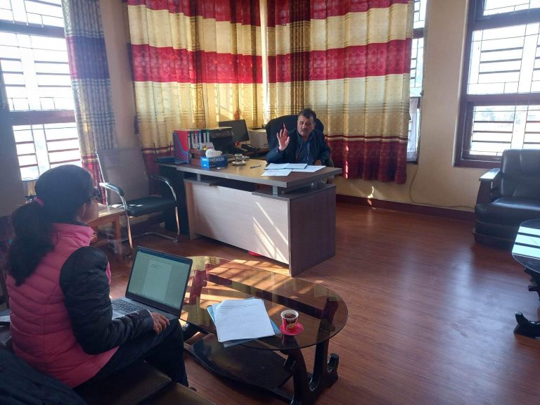 Founder of Access Planet, Ms. Laxmi Nepal and Director of Training Development Department, Mr. Misterkant Mainali discussing for the inclusiveness of person with disabilities in trainings organized by CTEVT.