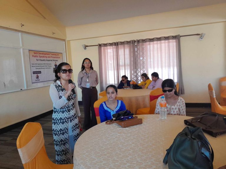Ms. Laxmi Nepal, Founder of Access Planet facilitating during the workshop.