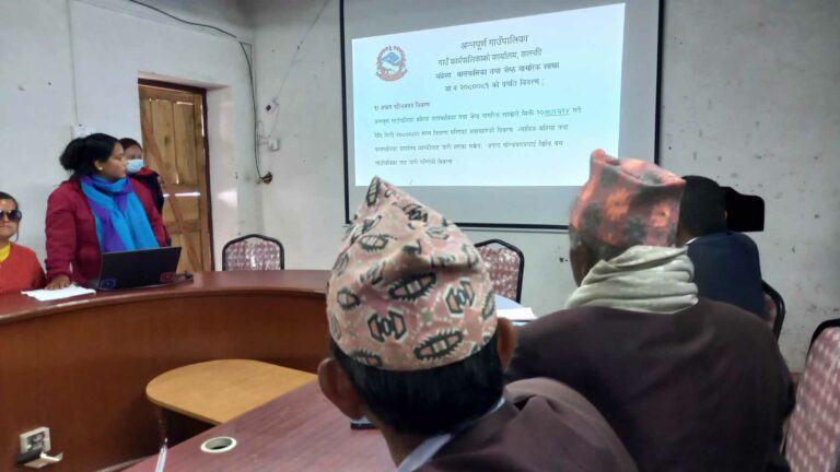 Representative of Annapurna gaupalika giving presentation.