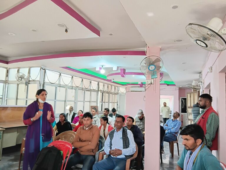 One of the participants from the Women’s Branch of Rajbir Municipality is speaking, with other participants visible in the photo