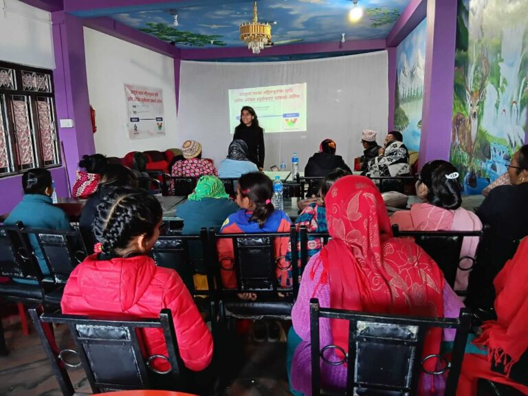 Gargi Nepal is addressing the participants of Bheri Municipality in 1st day of the training , all participants are visble