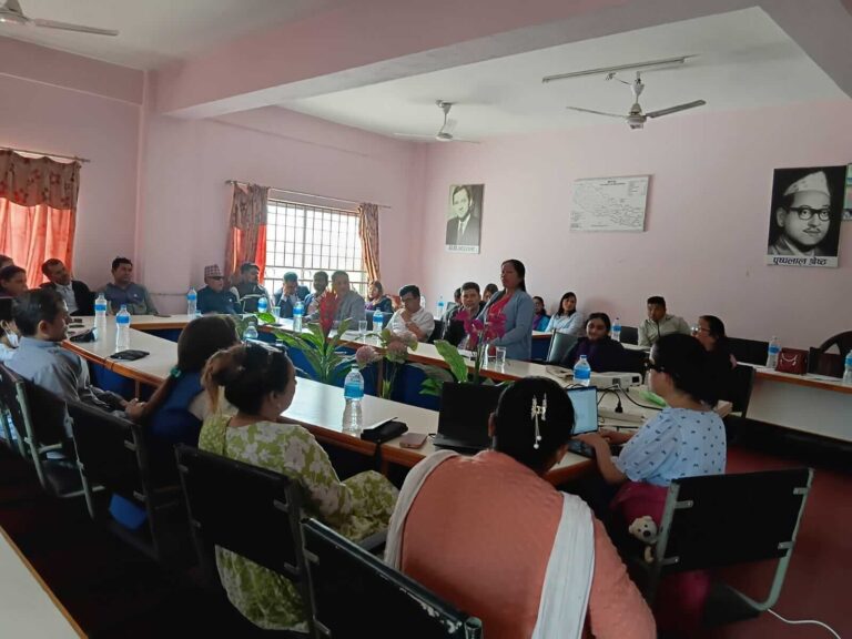 Akali Chaudhari, Deputy Mayor of Sundarharaich is sharing her view, all the participants including Laxmi Nepal are visible